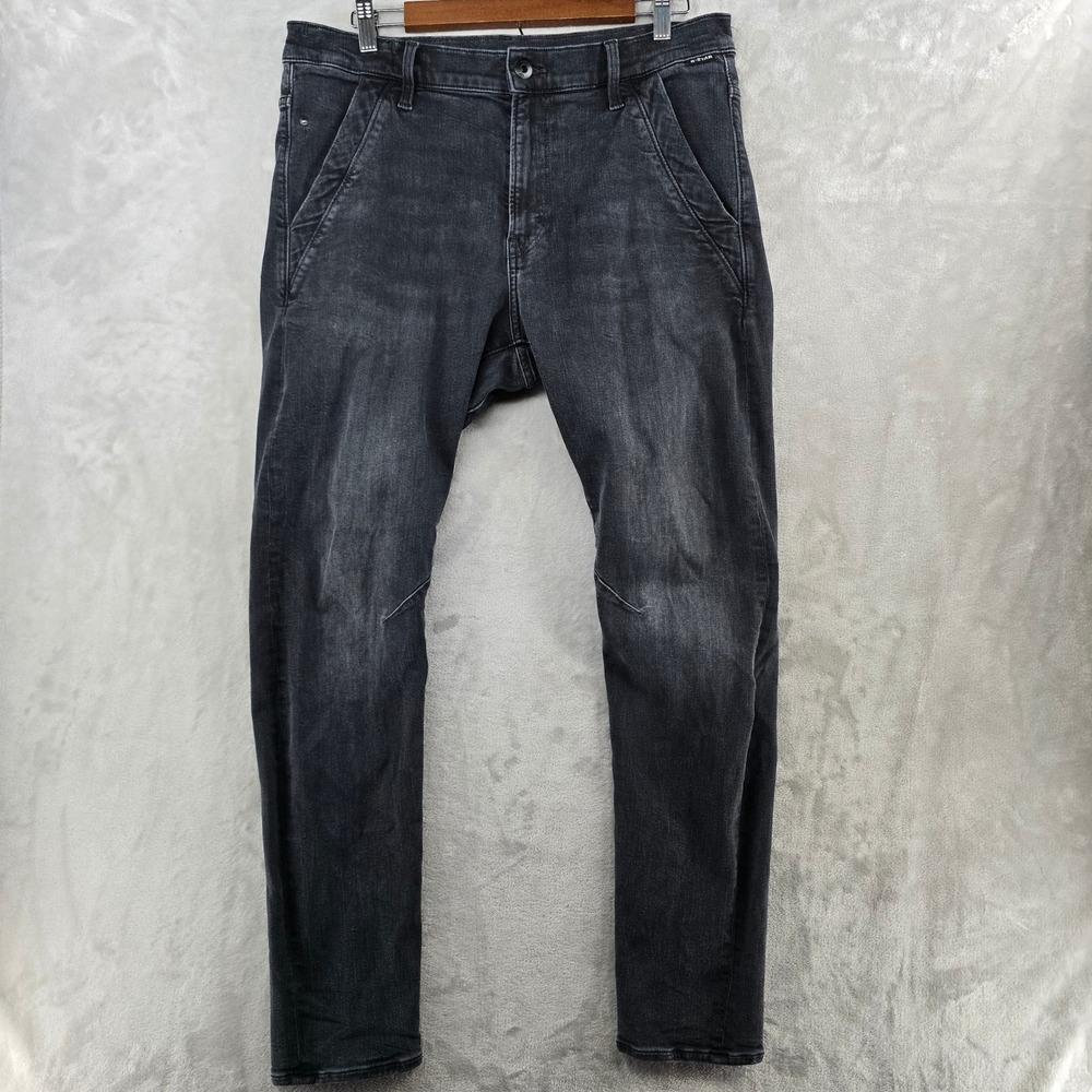 G-Star RAW Kairori 3D Slim Jeans Mens 33x32 Faded Black Denim Tapered Moto